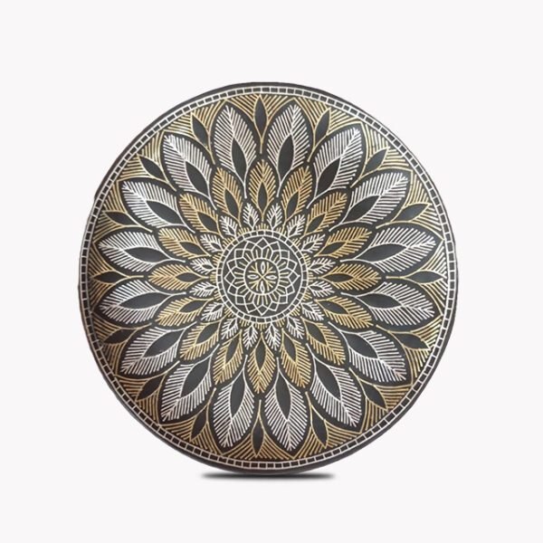 Bidriware Silver Inlay Floral and Geometric Patterns Plate