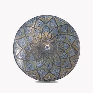 Bidriware Silver Inlay Leaf Pattern and Geometric Patterns Plate