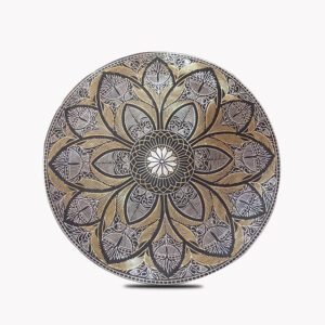 Bidriware Silver Inlay Mandala design With Leaf Pattern Plate