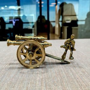 Brass Double Barrel Military Cannon With Soldier