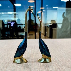 Brass Love Bird Saras Pair Showpiece Blue