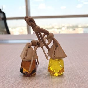 Kannauj Attar Perfume Car Hanging Air Freshener Set of 2 Brown and Yellow