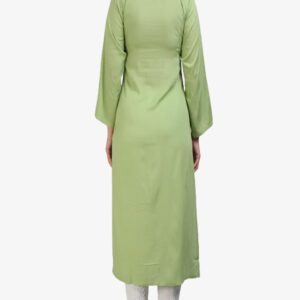 Lucknowi Chikankari Embroidered Georgette Light Green Long Rayon Kurti