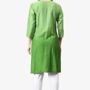 Lucknowi Chikankari Pure Chanderi Fine Embroidery Green Kurti