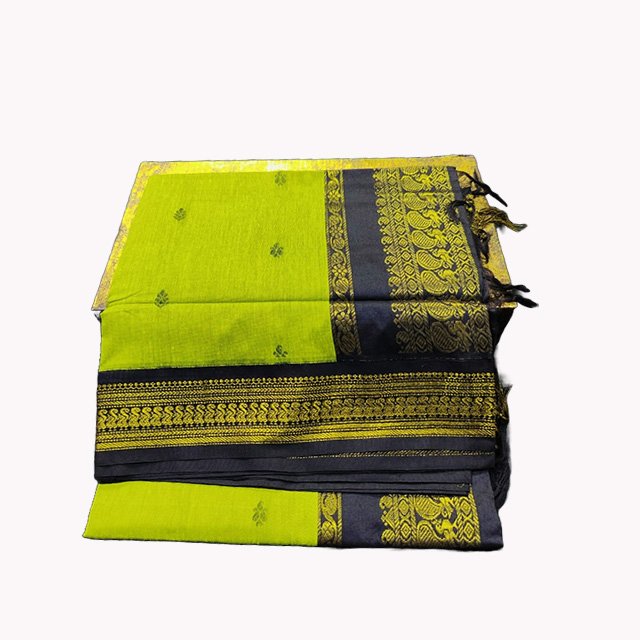 Paithani Silk Cotton Saree Green & Black
