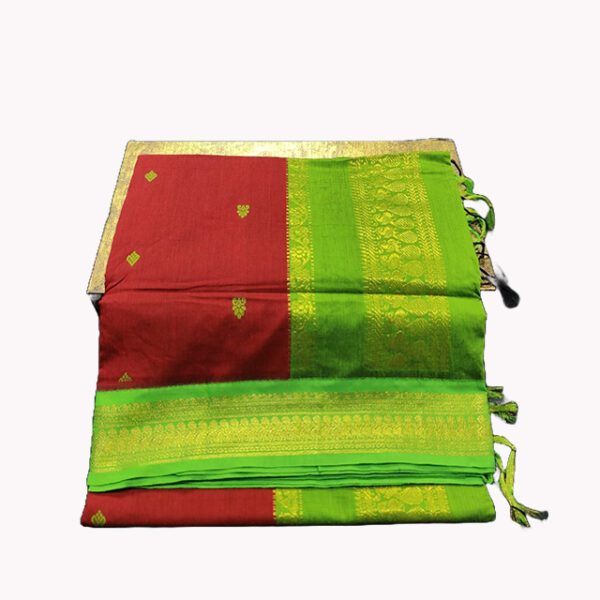 Paithani Silk Cotton Saree Maroon & Green