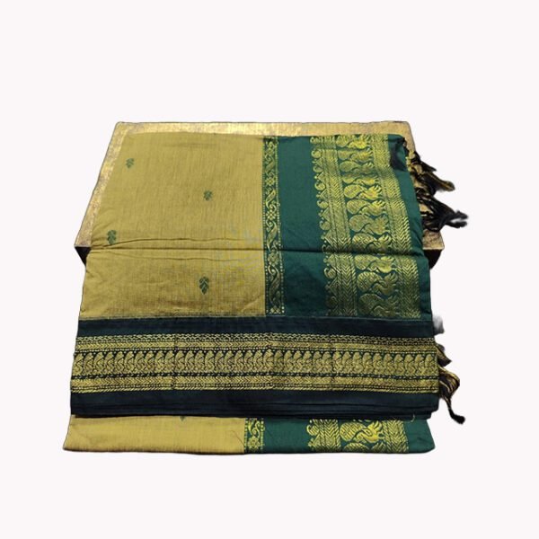 Paithani Silk Cotton Saree Olive green & Dark Green