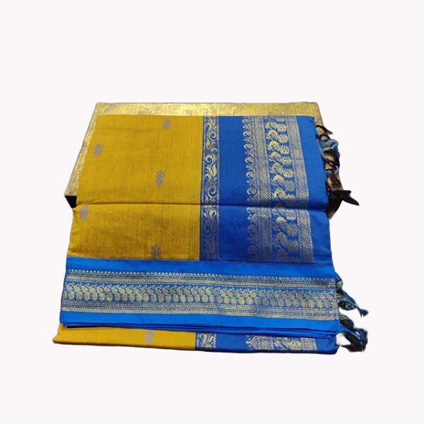 Paithani Silk Cotton Saree Yellow & Blue