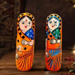 Varanasi Wooden Hand Painted Nesting Doll Combo of 2 Multicolor