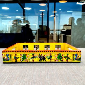 Varanasi Wooden HandPainted Serving Tray Multicolor