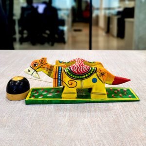 Varanasi Wooden Toy HandPainted Up & Down Camel Yellow