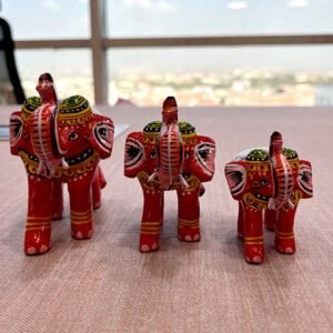 Varanasi Wooden Toys Handpainted Elephant Set of 3 Multicolor