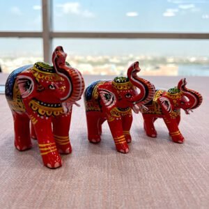 Varanasi Wooden Toys Handpainted Elephant Set of 3 Multicolor