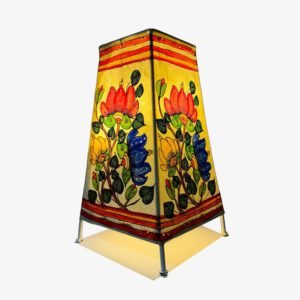 Andhra Pradesh Leather Puppetry Floral Hand Painted Table Lamp Top