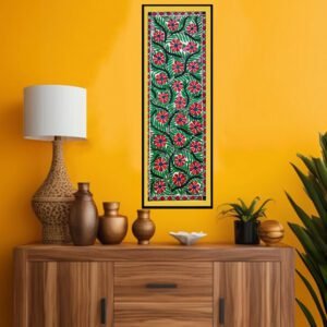 Madhubani Flower Painting Unframed Multicolor