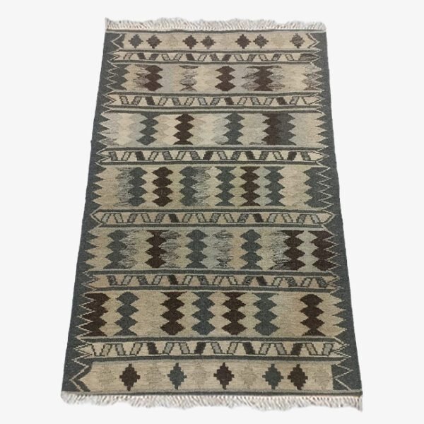 Mirzapur Handmade Dari Geometric Pattern Rectangular Kilim Rug