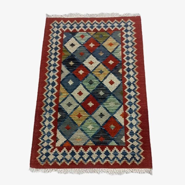 Mirzapur Handmade Dari Geometric Pattern Rectangular Patch Work Rug Multicolor
