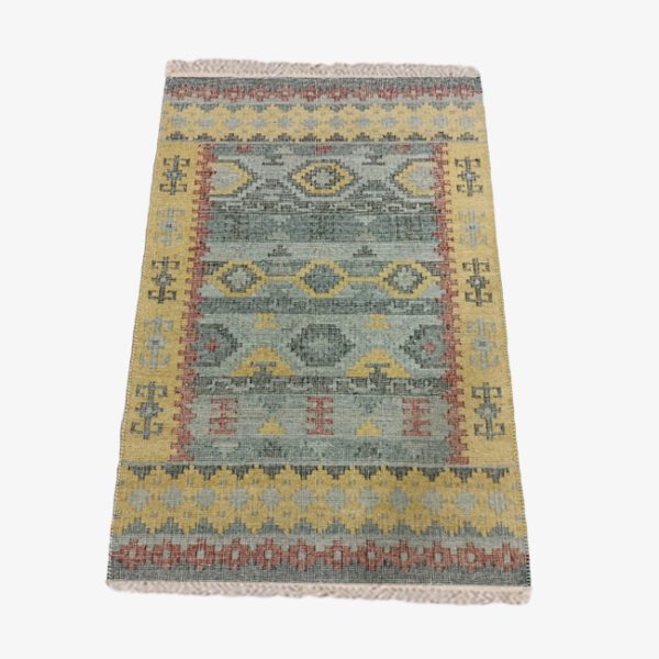 Mirzapur Handmade Dari Persian Kilim Pattern Rectangular Multicolor Rug