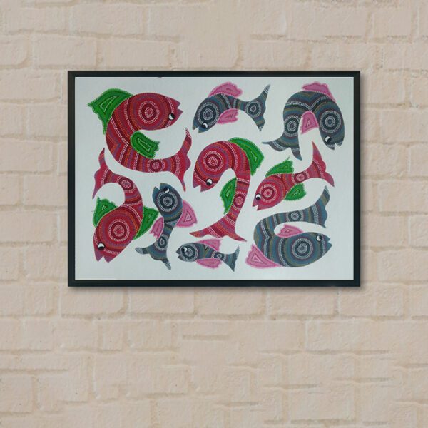 Pithora Painting Beautiful Colorful Fishes
