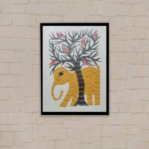 Pithora Painting Beautiful Elephant With Tree