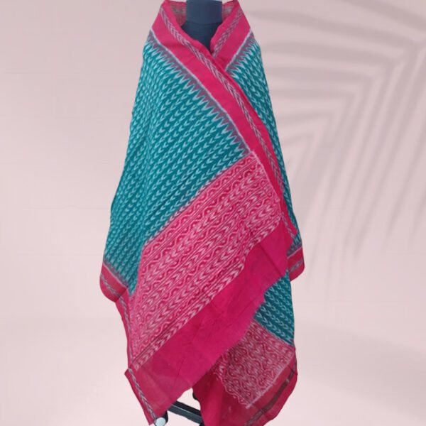Sambalpuri Tie & Dye Dupatta Green And Red