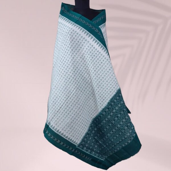 Sambalpuri Tie & Dye Dupatta Green And White