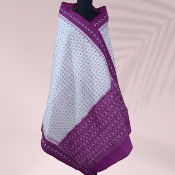 Sambalpuri Tie & Dye Dupatta Purple And White