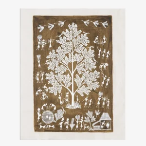 Warli Painting Tree of Life 17x21 Unframed