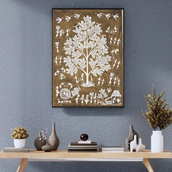 Warli Painting Tree of Life 17x21 Unframed
