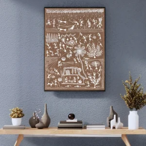 Warli Painting Village Scene 15x18 Unframed