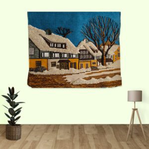 Ghazipur Jute Handmade Winter Snow Mornings Color Wall Hanging