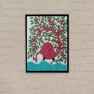 Pithora Painting Beautiful Pink Colorful Peacock