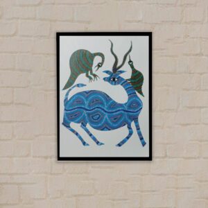 Pithora Painting Colorful Deer With Birds