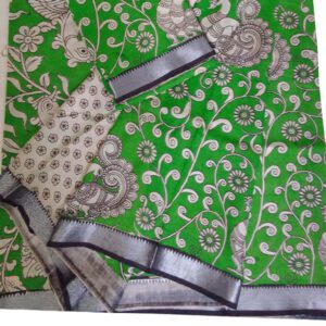 Srikalahasthi Kalamkari Silk Green Saree