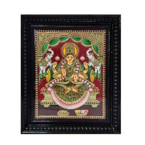 Thanjavur Gaja Lakshmi in Green Saree Painting