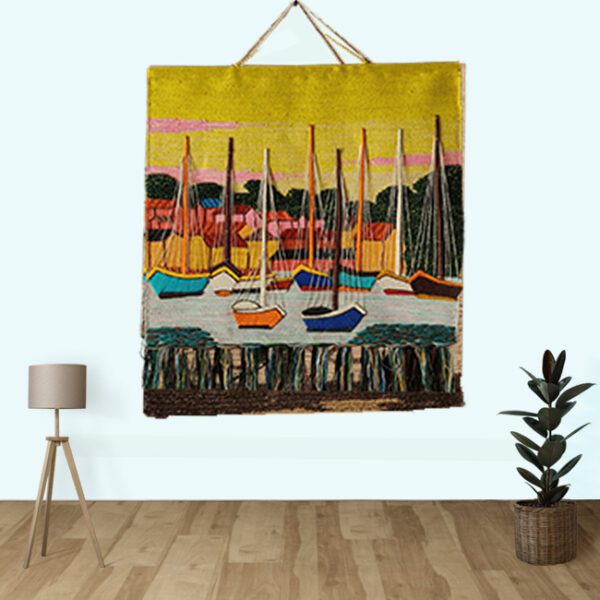 Ghazipur Jute Handmade Multiple Boat Multicolor Wall Hanging
