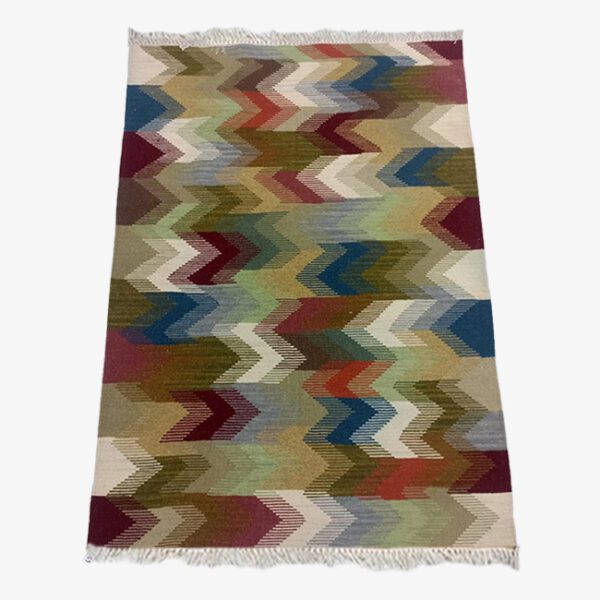 Mirzapur Handmade Dari Persian Wavy Pattern Rectangular Rug Multicolor