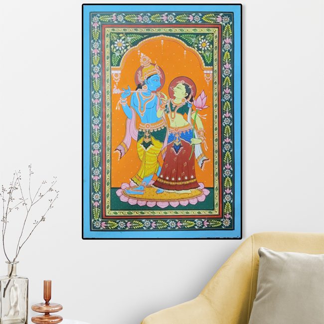 Orissa Pattachitra Painting of Radha Krishna Multicolor