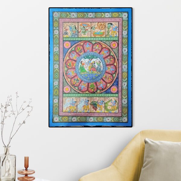 Orissa Pattachitra Painting of Raslila Scene