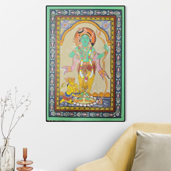 Orissa Pattachitra Painting of Shree Rama With Shree Hanuman