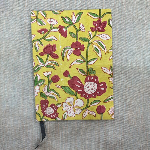 Sanganeri Hand Block Floral Printing Diary Yellow