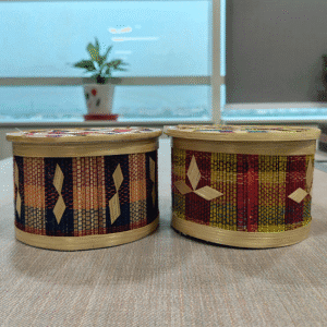 Tripura Bamboo Handicraft Bamboo Sticks Round Box Set of 2