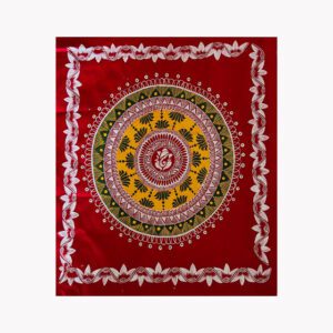 Uttarakhand Aipan Art Sri Ganesh Floral Border Wall Hanging
