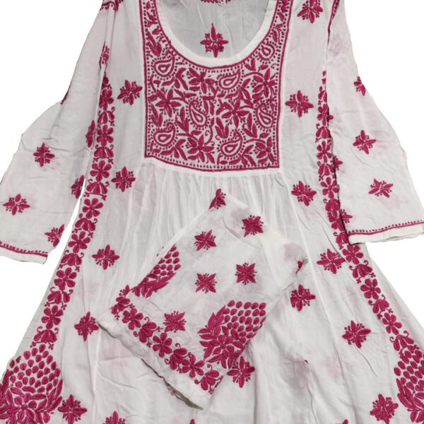 Lucknow Chikankari Co-ord Set Bright Pink