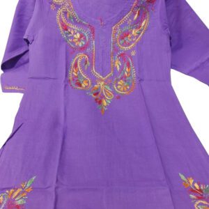 Lucknow Chikankari Short Cotton Kurti Violet