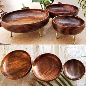 Saharanpur Wood Handmade Brass Leg Bowl