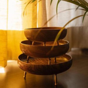 Saharanpur Wood Handmade Brass Leg Bowl