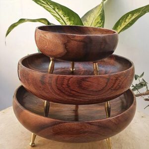 Saharanpur Wood Handmade Brass Leg Bowl
