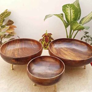 Saharanpur Wood Handmade Brass Leg Bowl