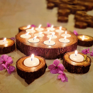 Saharanpur Wooden Bark Tea Light Candle Holder